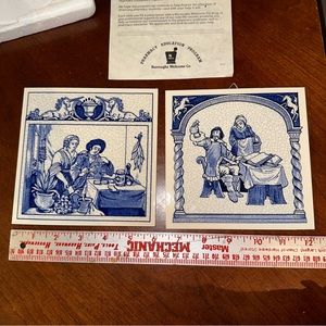 2pc Delft Holland Pharmacy Pill Tiles Burroughs Wellcome Schoonhoven Apothecary